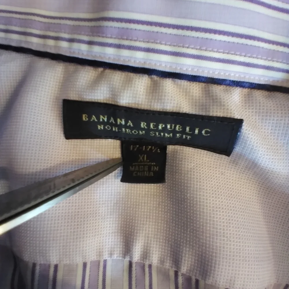 Banana Republic Men's Purple Striped Button-Up Shirt Size XL Business Work